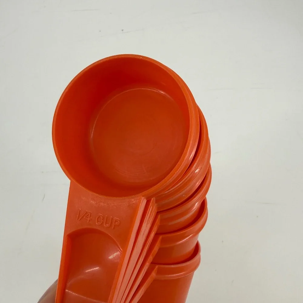 Vintage Tupperware Orange Measuring Cups Set of 6 Nesting Kitchen Tools Retro